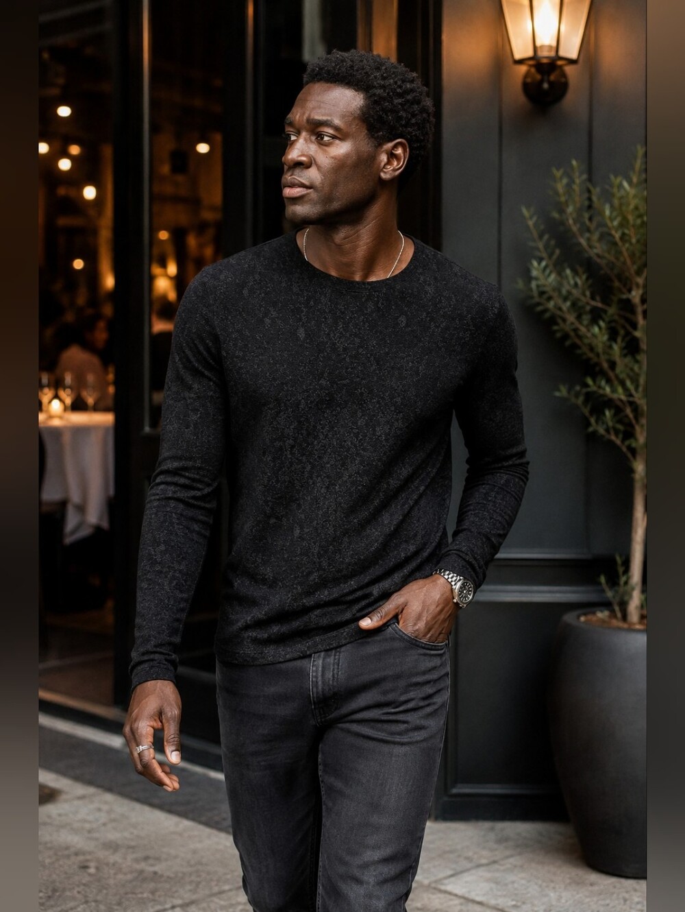 John Varvatos Vera Tonal Long Sleeve Crew Neck Sweater Quiet Luxury Men's XS